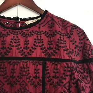 Zara Basic || Embroidery & Lace Crop Top